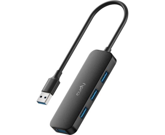 Cudy UH40A USB-A uz 4-Portu USB 3.0 Hub 5Gbps Datu tikai Plastmasa Kompakts Melns