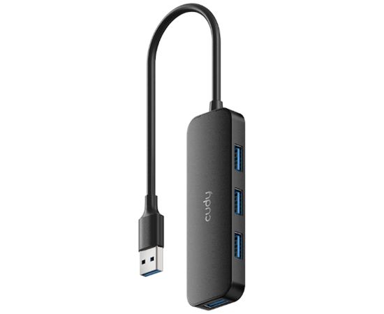 Cudy UH40A USB-A uz 4-Portu USB 3.0 Hub 5Gbps Datu tikai Plastmasa Kompakts Melns