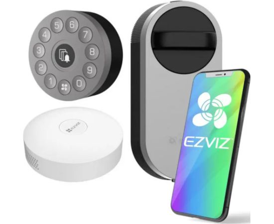 Ezviz DL01S 3in1 komplekts Viedā slēdzene iekštelpas + ārpus telpas + durvju zvans ar Gatewayy Sudraba