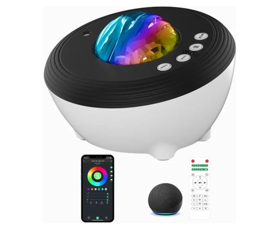 Elight J1 Aurora zvaigžņu projektors ar skaņām & Bluetooth skaļruni Smart Wi-Fi Aplikācijas / pukts vadību Balta