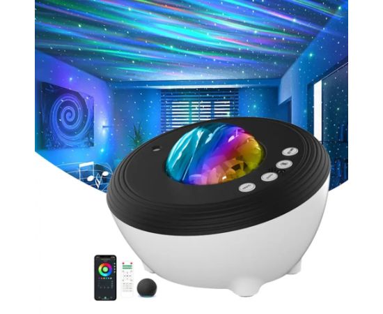 Elight J1 Aurora zvaigžņu projektors ar skaņām & Bluetooth skaļruni Smart Wi-Fi Aplikācijas / pukts vadību Balta