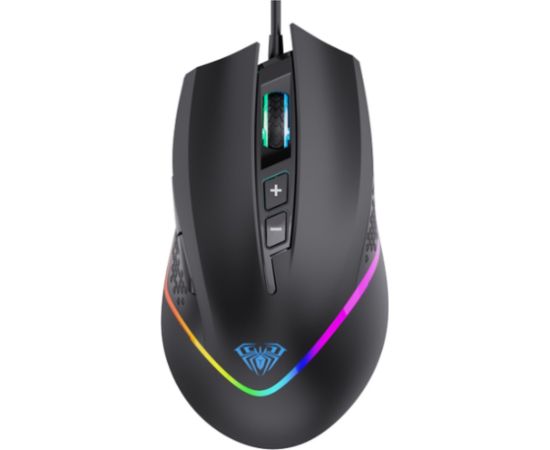 Aula F805 Проводная игровая оптическая мышь с много-цветным освещением 7 кнопки 800–6400dpi 4000FPS 32ips Черная