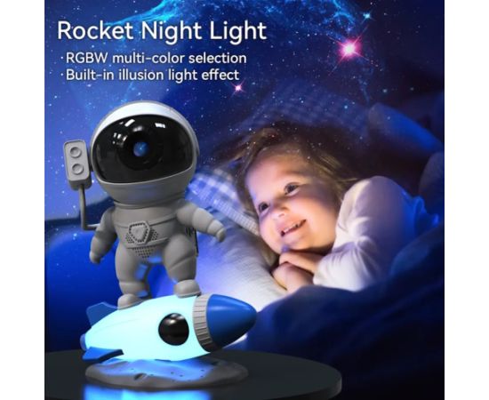 Elight J7 Rocket Astronout Reālistisks kosmosa 13 filmu sienu & griestu projektors / RBG krāsu nakts lampa Balta