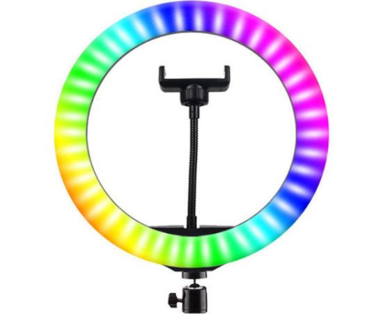 Elight RGB18 45cm 2in1 Balta & Krāsu RGB LED Gaismas Gredzens ar Viedtālruņa Turētāju + BT Tālvadība Melns