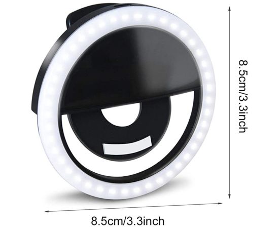 Elight CL1 Poratīvs Ceļojumu Telefona Klipša fiksācijas Led gaismas gredzens perfektam selfie ar batereju Melns