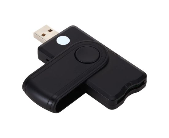 CP ID4 4-in-1 USB 2.0 Kompakts ID karšu lasītājs ar SIM SD Micro SD (8.5x3.3cm) Melns
