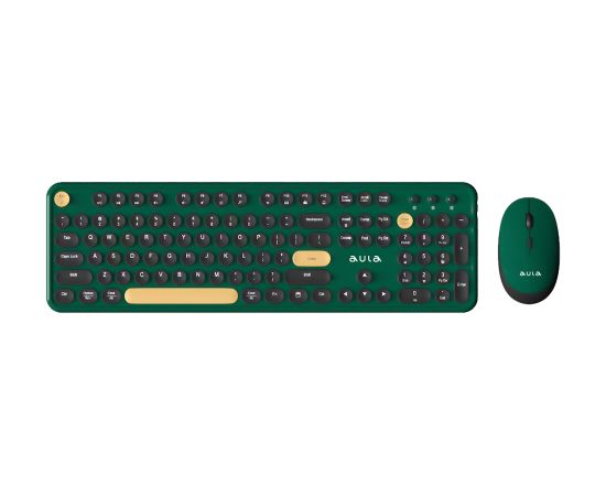 Aula AC306 2in1 2.4G Bezvadu Komplekts Tastatūra (EN/RUS) / Pele Zaļa