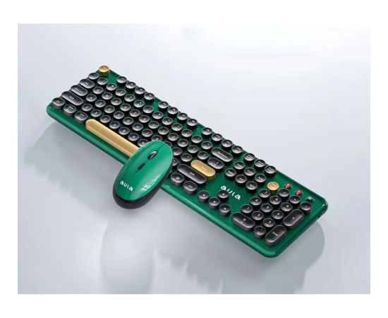 Aula AC306 2in1 2.4G Bezvadu Komplekts Tastatūra (EN/RUS) / Pele Zaļa