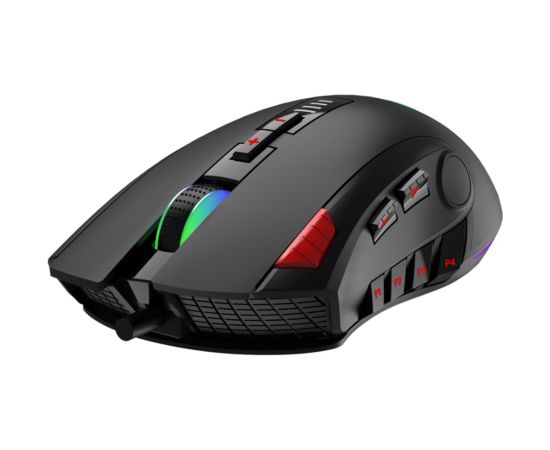 Aula H512 RGB apgaismojuma Pīta vada Spēļu Optiskā pele 12 programmējamas pogas 400-5000dpi Melna