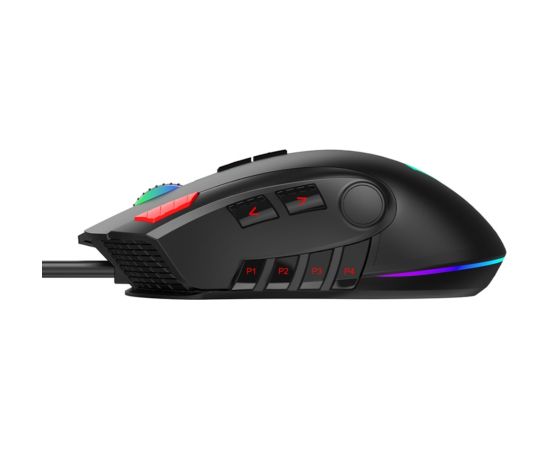Aula H512 RGB apgaismojuma Pīta vada Spēļu Optiskā pele 12 programmējamas pogas 400-5000dpi Melna