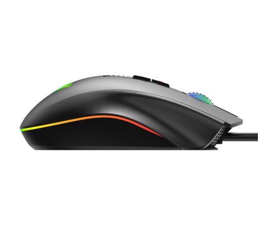 Aula H512 RGB apgaismojuma Pīta vada Spēļu Optiskā pele 12 programmējamas pogas 400-5000dpi Melna