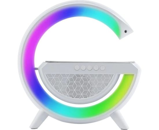 Elight G formas skaļruņa lampa ar RGB LED apgaismojumu un bezvadu viedierīču uzlādes ierīci balts