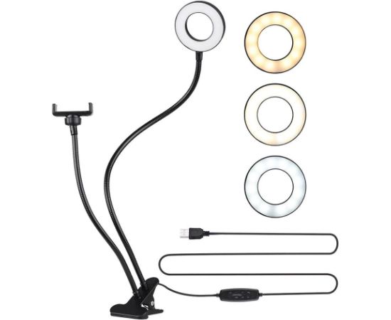 Elight TF Galda Klipša Live Stream Selfie 11cm Gredzens LED Gaismas gredzens 30cm Tālruņa Turētājs Melns