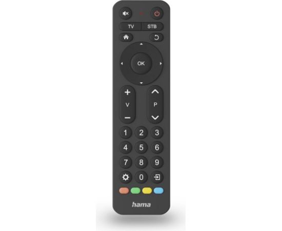 Hama Universālā TV Tālvadības Pults 2-in-1 Ar Lielām Pogu Funkcijām, Infrasarkanais Mācību Režīms Melns