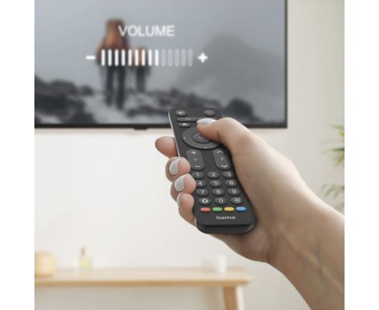 Hama Universālā TV Tālvadības Pults 2-in-1 Ar Lielām Pogu Funkcijām, Infrasarkanais Mācību Režīms Melns