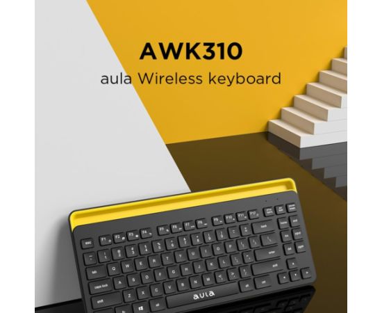 Aula AWK310 Bezvadu Bluetooth Klaviatūra priekš Smart TV / Datora / Planšetes ar EN / RUS izkārtojumu Melna