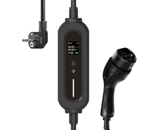 Evcharge EV Charge Pārnēsājamais Tipa 2 Lādētājs 5m 3.6 kW Regulējams 6A–16A 1-Fāzes IP65 Melns