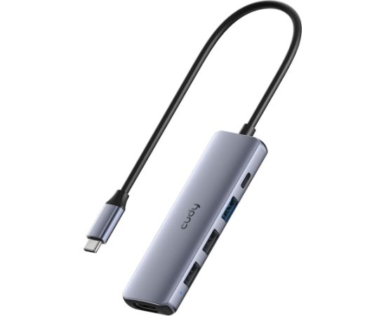 Cudy UH405 PortMate USB-C 5-in-1 Hubs 4K HDMI USB-C PD USB-A 3.0 2.0 Alumīnija Pelēks