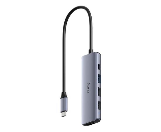 Cudy UH405 PortMate USB-C 5-in-1 Hubs 4K HDMI USB-C PD USB-A 3.0 2.0 Alumīnija Pelēks