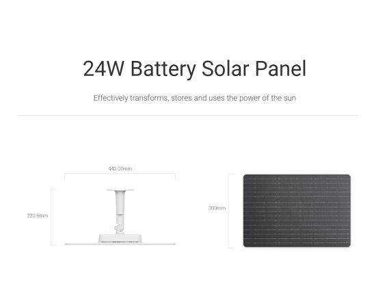 Ezviz PBC24 2in1 24W Saules panelis + 75Wh Power Bank visām akumulatoru kamerām (292mm x 194mm) Balts