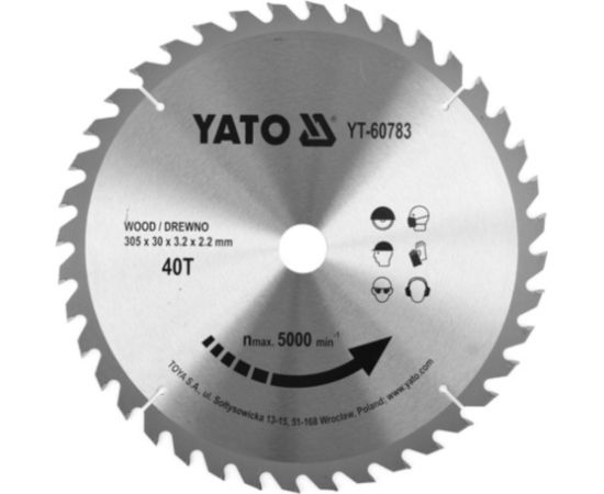 Griešanas disks kokam Yato YT-60783; 305x30 mm; Z40