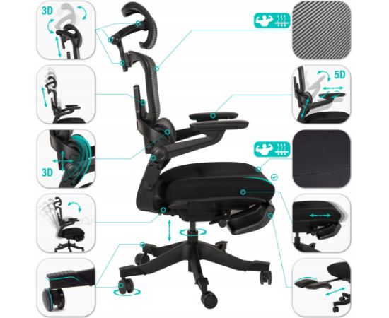 Songmics Nario-500 Niezwykle ergonomiczny fotel biurowy z podnóżkiem i pełną regulacją