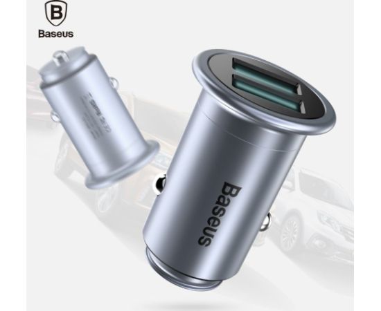 Baseus Universal  MINI T Dual U Smart Car Charger 2.4A CCMNT-16 Chrome