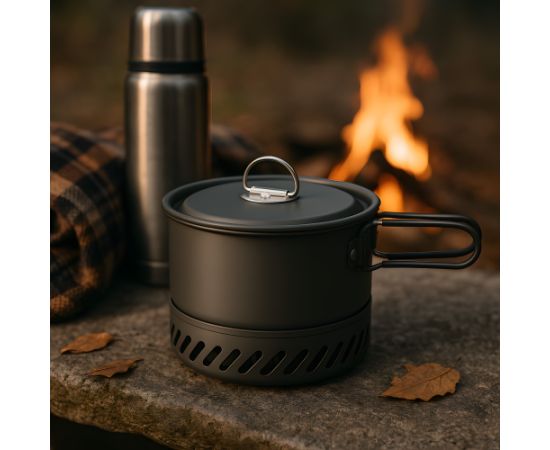 NC4203 Tūristu katls ar alumīnija radiatoru un vāku 1000 ml Nils Camp