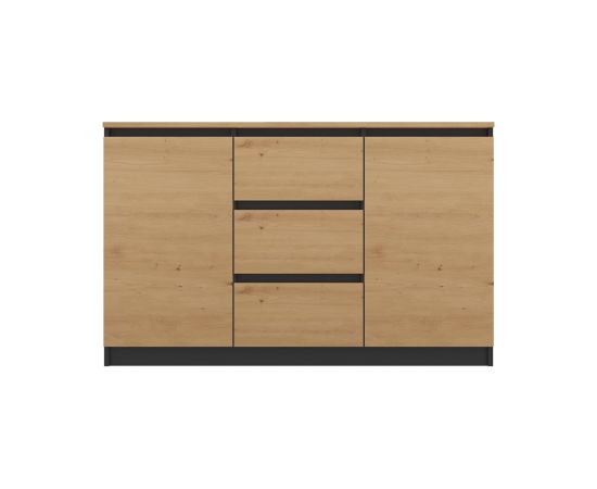 Top E Shop Topeshop COSTA ANT/ART BA KPL kumode, 200×40×75 cm, antracīta un ozolkoka tonī