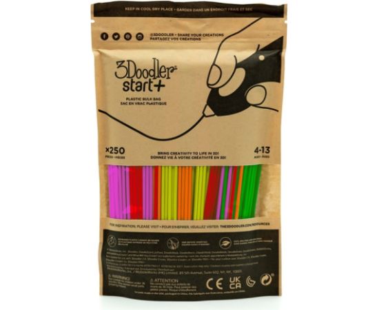 3Doodler Filament Start+ 250 neonrot neonorange neongruen neongelb neonpink\"\"Neon Compostable plastic Fluorescent green, Fluorescent orange, Fluorescent pink, Fluorescent red, Fluorescent yellow 1 g