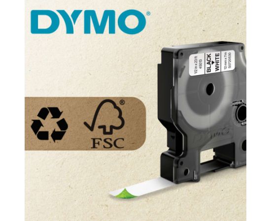 Dymo 45020 (S0720600) Label Tape 12mm x 7m, White on Transparent