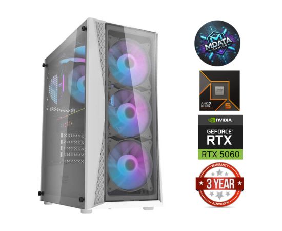 MDD Ryzen 5 9600X 16GB 1TB SSD 1TB HDD RTX 5060 NoOS DK352 WHITE