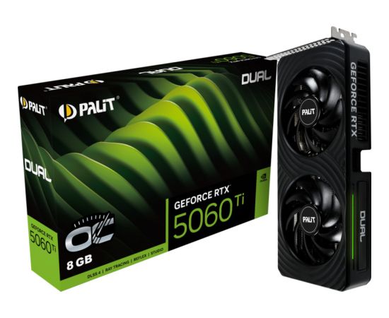 Palit GeForce RTX 5060 Ti Dual OC 8GB, graphics card DLSS 4, 3x DisplayPort, 1x HDMI 2.1