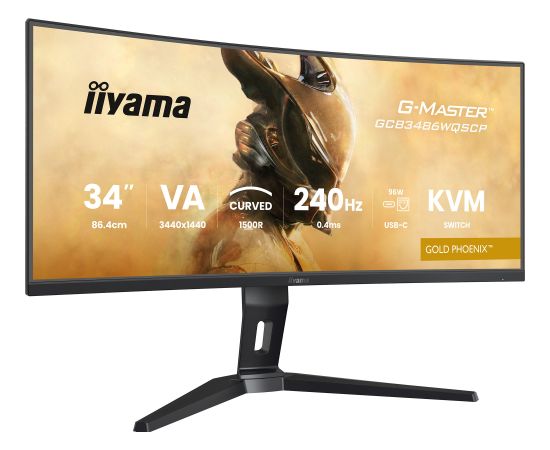 iiyama G-Master GCB3486WQSCP-B1 GOLD PHOENIX, gaming monitor - 34 - black, WQHD, curved, VA, Free-Sync Premium, USB-C, 240Hz panel