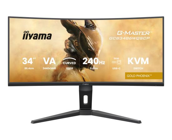 iiyama G-Master GCB3486WQSCP-B1 GOLD PHOENIX, gaming monitor - 34 - black, WQHD, curved, VA, Free-Sync Premium, USB-C, 240Hz panel