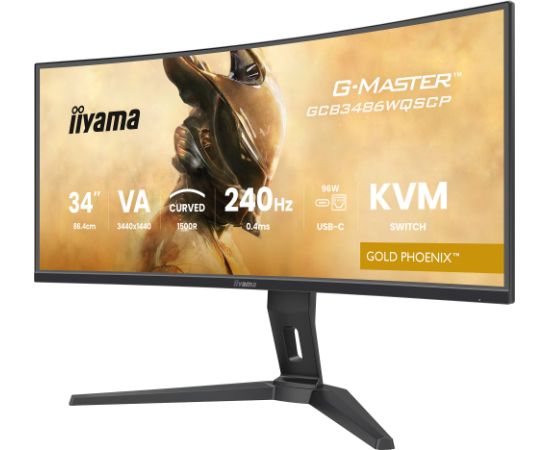 iiyama G-Master GCB3486WQSCP-B1 GOLD PHOENIX, gaming monitor - 34 - black, WQHD, curved, VA, Free-Sync Premium, USB-C, 240Hz panel