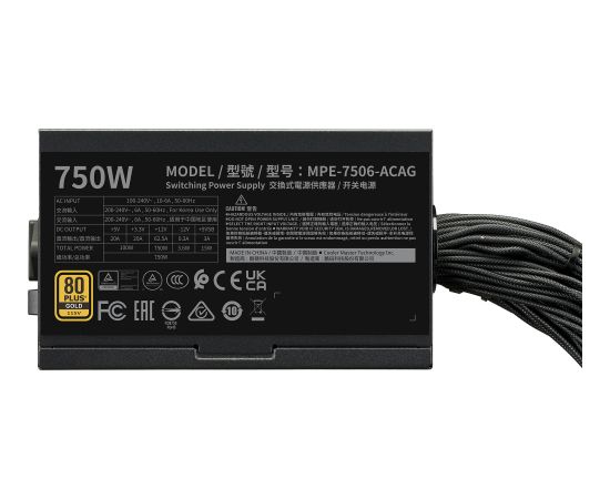 Cooler Master MWE 750 V3 Black, PC power supply black, 1x 12-pin high power GPU, 4x PCIe, 750 watts