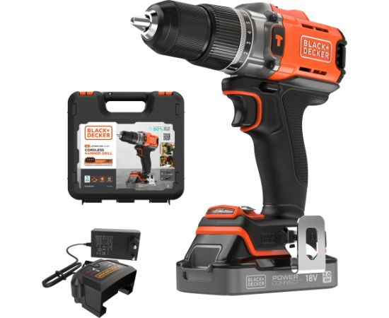 Black&decker BLACK+DECKER POWERCONNECT cordless impact drill BCD383D1XK, 18V orange/black, Li-ion battery 2.0Ah, case