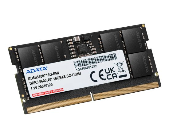 ADATA DDR5 - 32GB - 5600 - CL - 46 (1x 32 GB), Single RAM black, GD5S5600732G-SMI, Gold