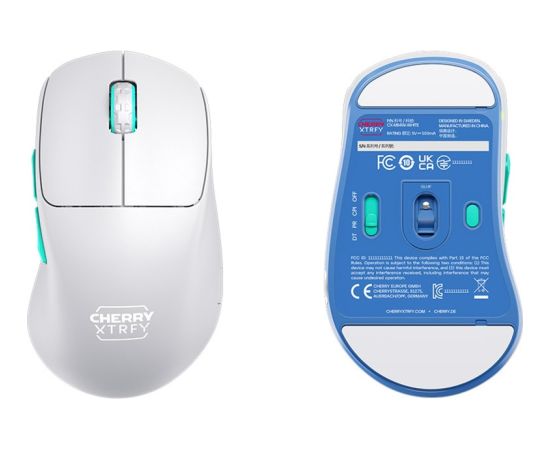 CHERRY XTRFY M64 Wireless, gaming mouse white/turquoise