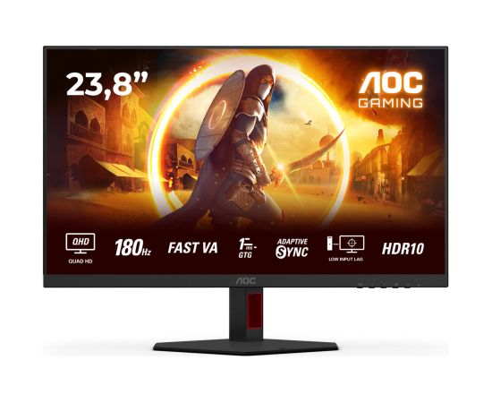 AOC Q24G4RE, gaming monitor - 23.8 - black (matt), QHD, Fast-IPS, HDMI, DP, HDR10, 180Hz panel