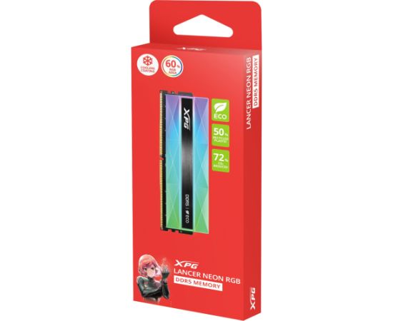 ADATA DDR5 - 16GB - 6400 - CL - 32, Single RAM (1x 16 GB), RAM Silver, AX5U6400C3216G-CLANRSG, Lancer Neon RGB, INTEL XMP, AMD EXPO