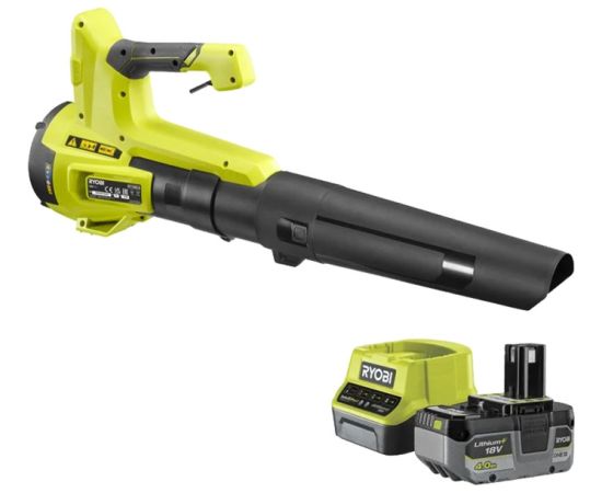 Ryobi ONE+ Cordless Leaf Blower RY18BLB-140, 18 Volt (green/black, Li-Ion battery 4.0 Ah)