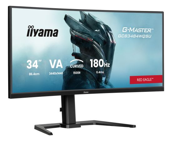 Iiyama G-Master GCB3484WQSU-B1 RED EAGLE CURVED - 34 - black, WQHD, curved, VA, Free-Sync Premium, USB-C, 180Hz panel