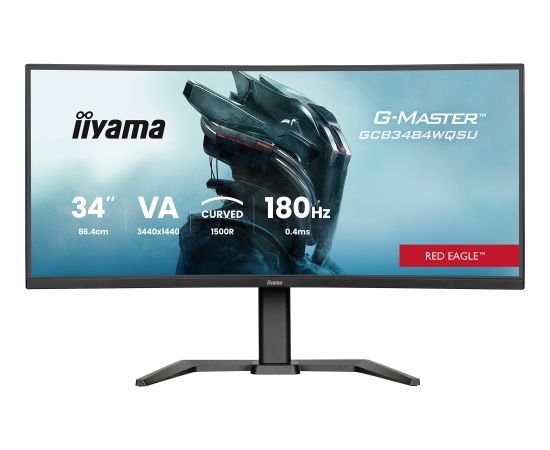 Iiyama G-Master GCB3484WQSU-B1 RED EAGLE CURVED - 34 - black, WQHD, curved, VA, Free-Sync Premium, USB-C, 180Hz panel
