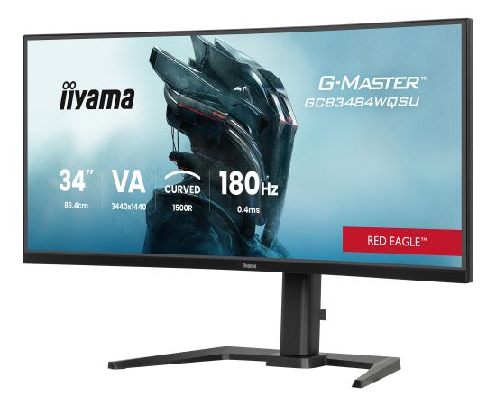 Iiyama G-Master GCB3484WQSU-B1 RED EAGLE CURVED - 34 - black, WQHD, curved, VA, Free-Sync Premium, USB-C, 180Hz panel