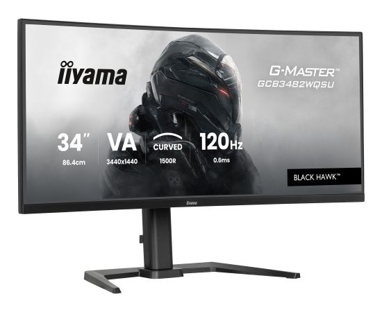 Iiyama G-Master GCB3482WQSU-B1 BLACK HAWK - 34 - black, WQHD, curved, VA, Free-Sync Premium, USB-C, 120Hz panel