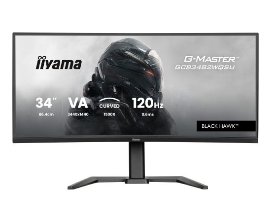 Iiyama G-Master GCB3482WQSU-B1 BLACK HAWK - 34 - black, WQHD, curved, VA, Free-Sync Premium, USB-C, 120Hz panel