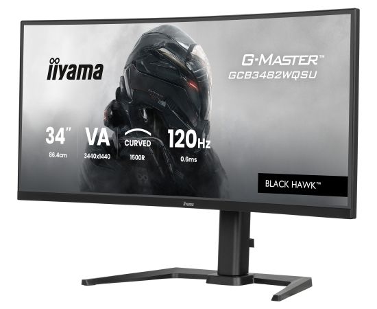 Iiyama G-Master GCB3482WQSU-B1 BLACK HAWK - 34 - black, WQHD, curved, VA, Free-Sync Premium, USB-C, 120Hz panel