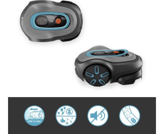 Gardena robotic lawnmower smart SILENO pro 600m2 (grey/turquoise, Li-ion battery, LONA technology)